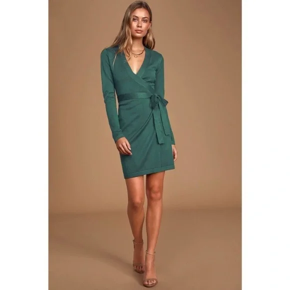 slim fit dress slacks Feeling The Love Emerald Green Embellished Sweater Dress – Shop the Mint main image 1